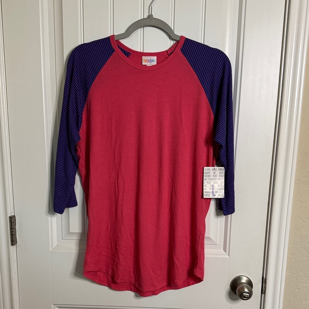 LuLaRoe Long Sleeve Shirt - pink and Blue